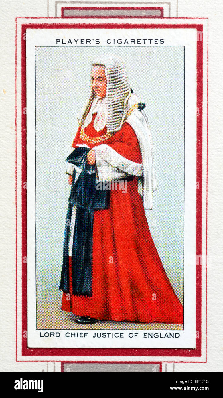 Player`s cigarette card - Lord Chief Justice of England. Stock Photo